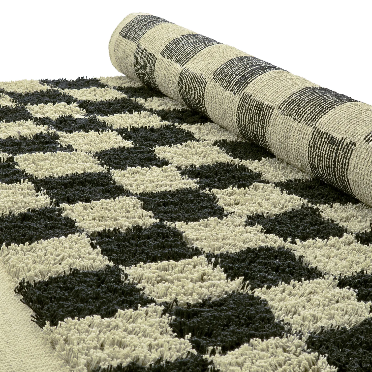 Tappeto A Pelo Lungo - Elsey Natural Cotton Shaggy (nero/beige)