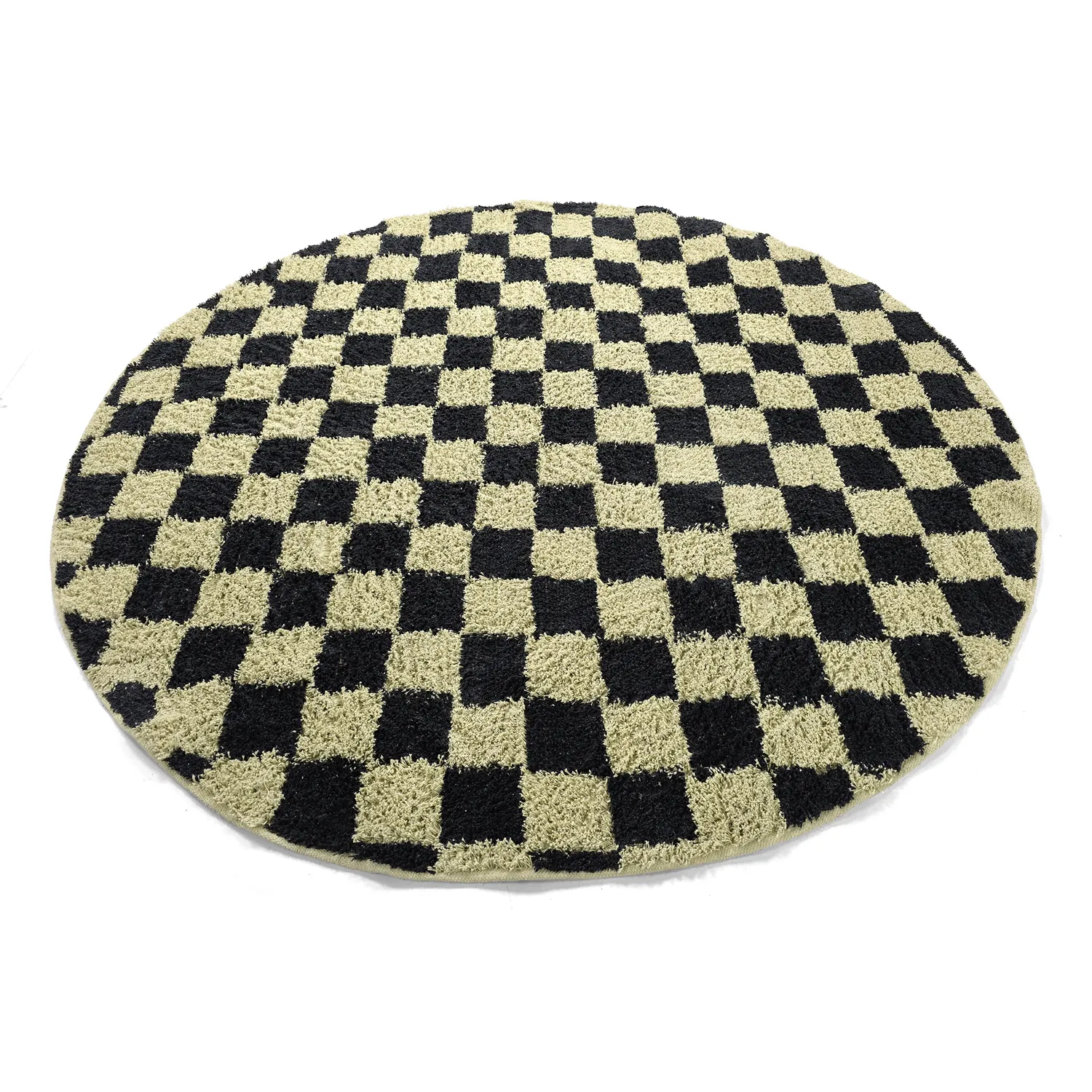 Tappeti rotondi - Elsey Natural Cotton Shaggy (nero/beige)