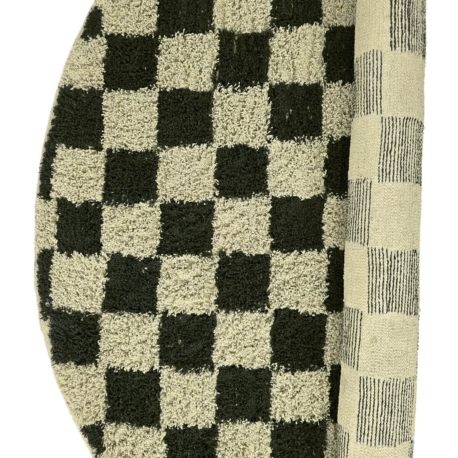 Tappeti rotondi - Elsey Natural Cotton Shaggy (nero/beige)
