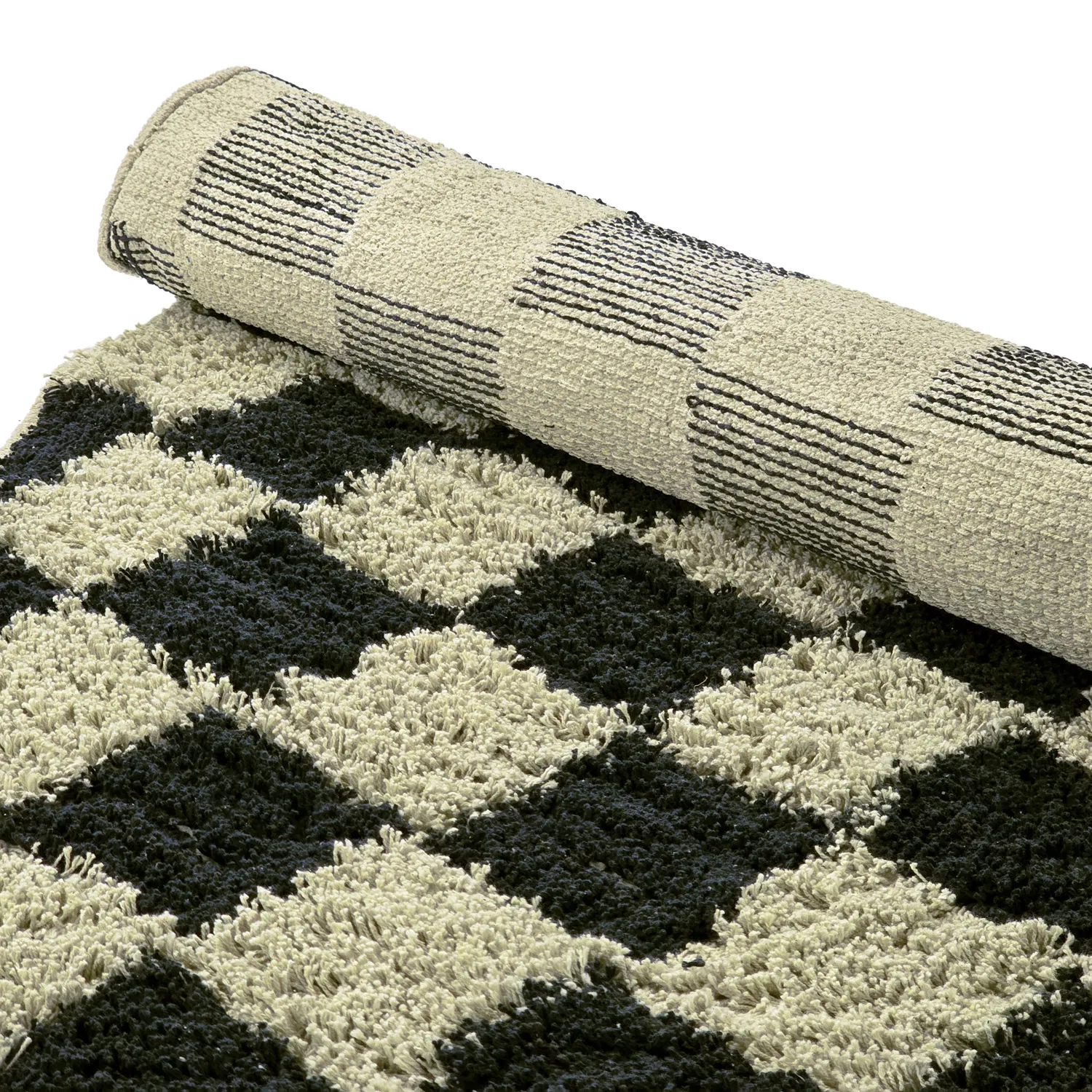 Tappeti rotondi - Elsey Natural Cotton Shaggy (nero/beige)