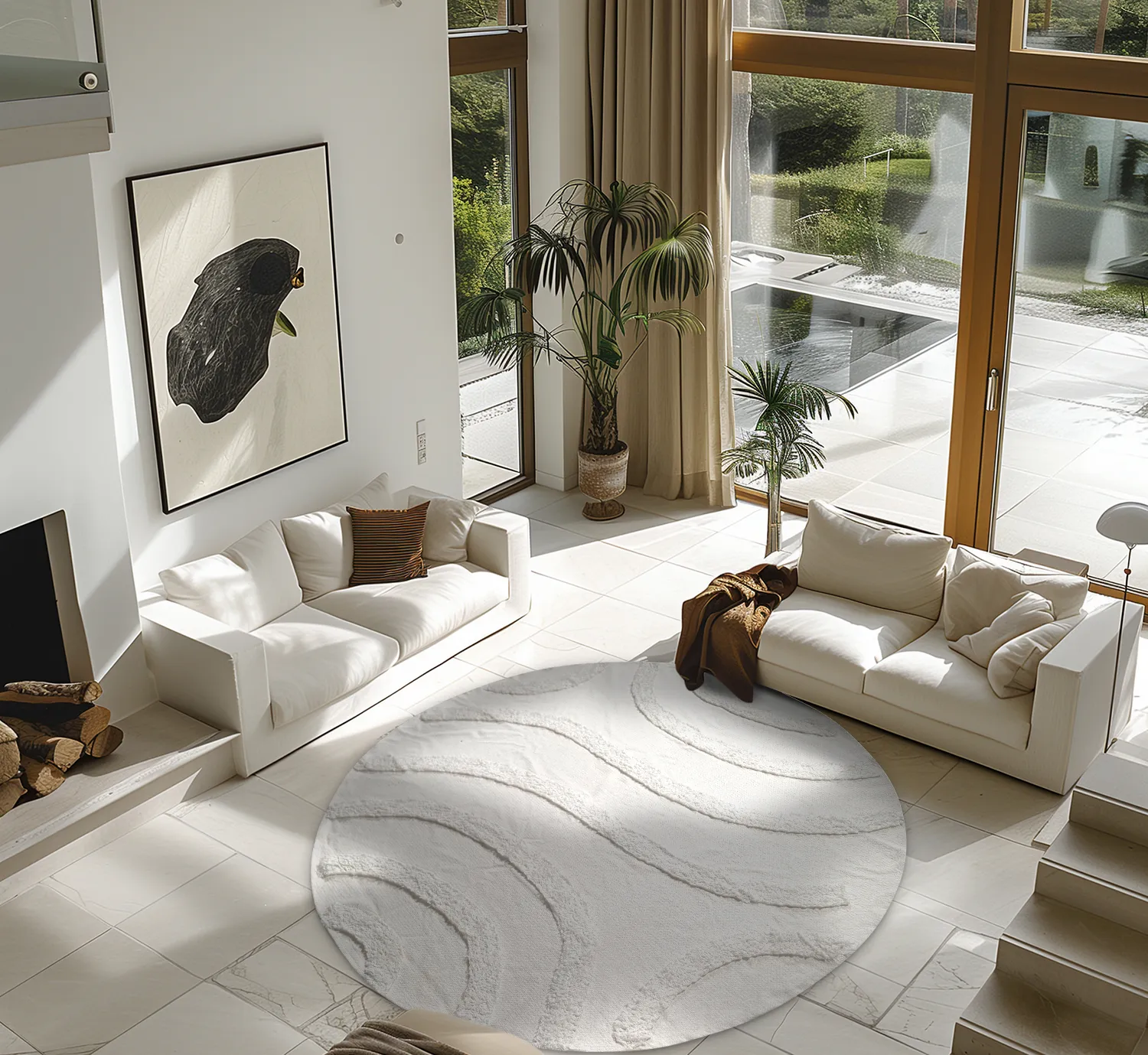 Tappeti rotondi - Emilia Natural Cotton Shaggy (offwhite)