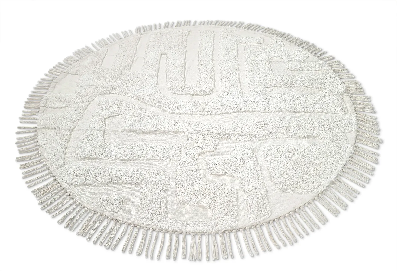 Tappeti rotondi - Fallon Natural Cotton Shaggy (offwhite)