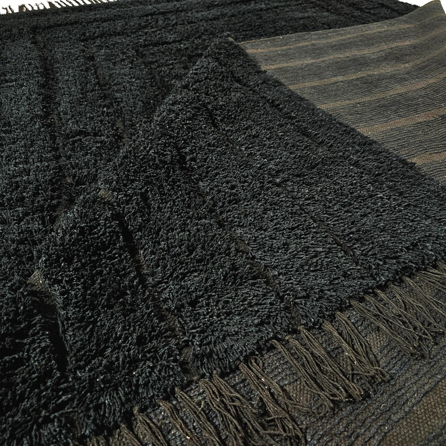 Tappeto A Pelo Lungo - Farley Natural Cotton Shaggy (nero)