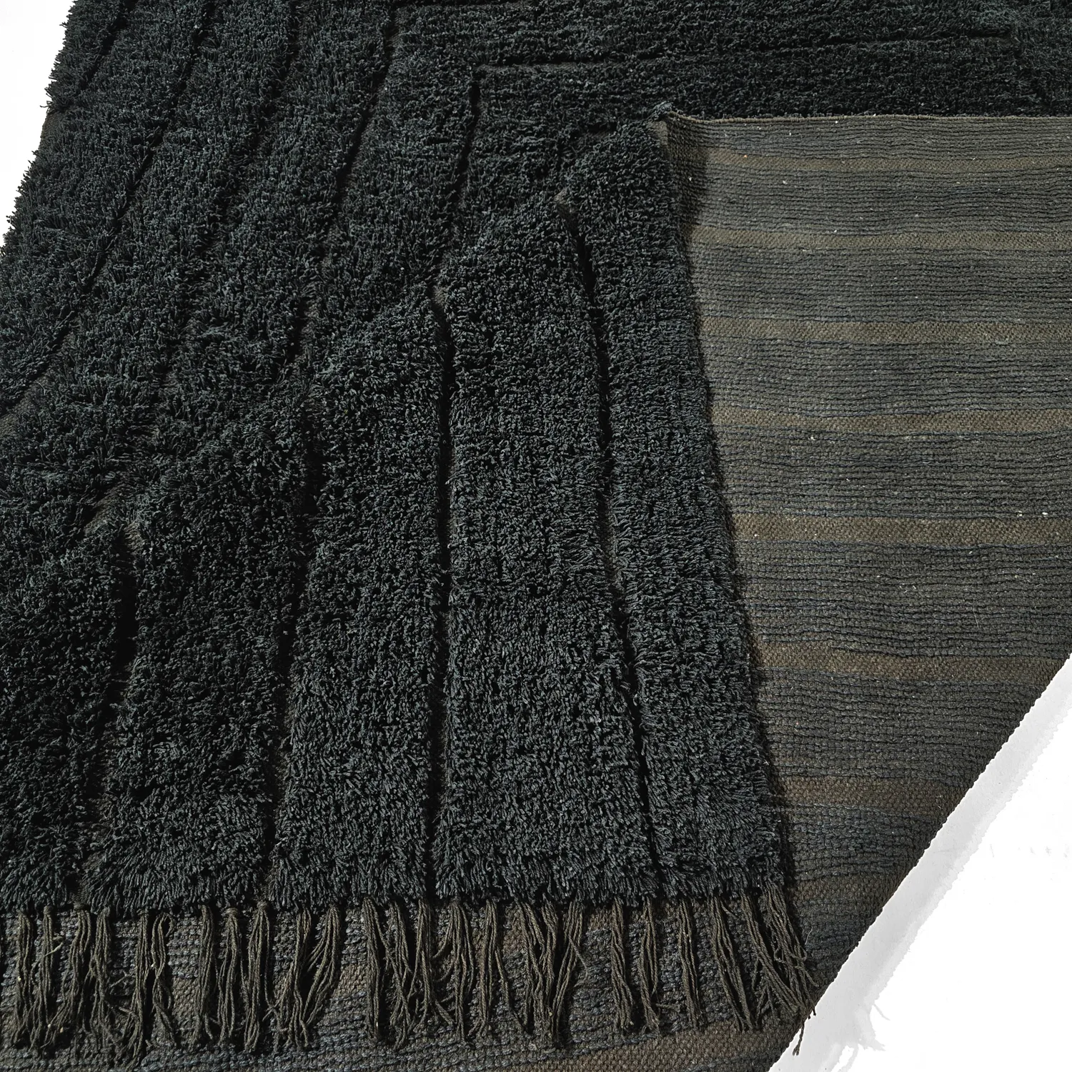 Tappeto A Pelo Lungo - Farley Natural Cotton Shaggy (nero)