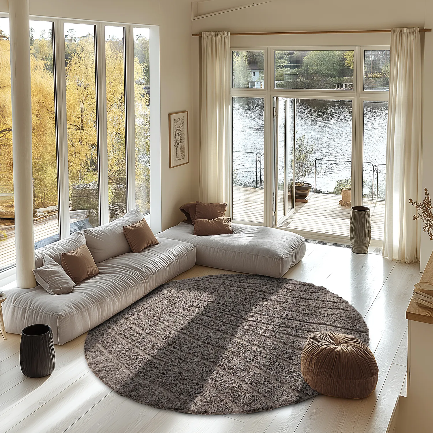 Tappeti rotondi - Farley Natural Cotton Shaggy (tortora)