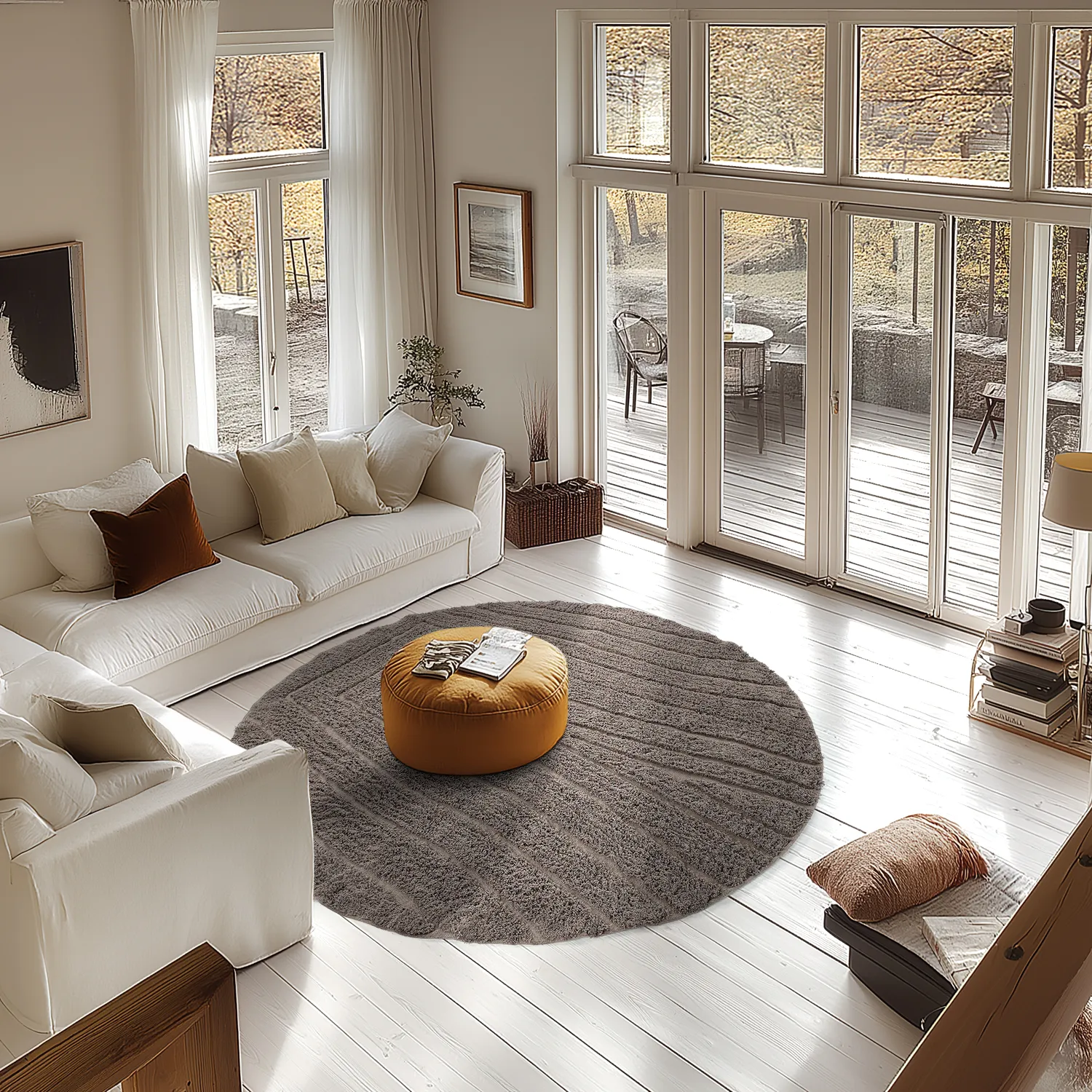 Tappeti rotondi - Farley Natural Cotton Shaggy (tortora)