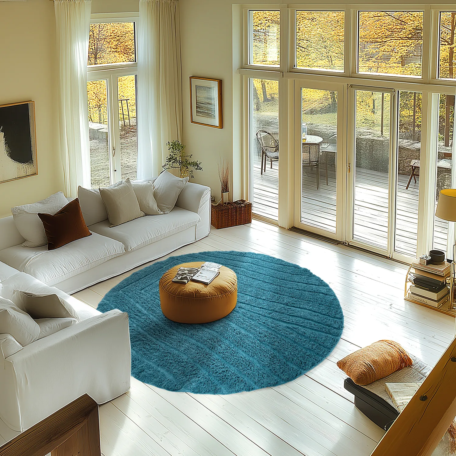 Tappeti rotondi - Farley Natural Cotton Shaggy (turchese)