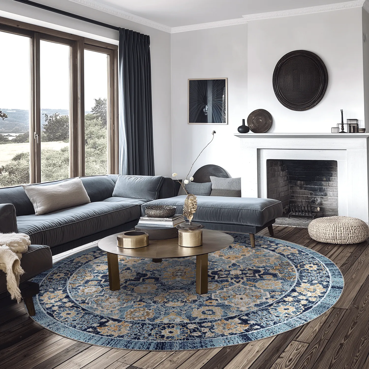 Tappeto rotondo - Fernana (blu/multi)
