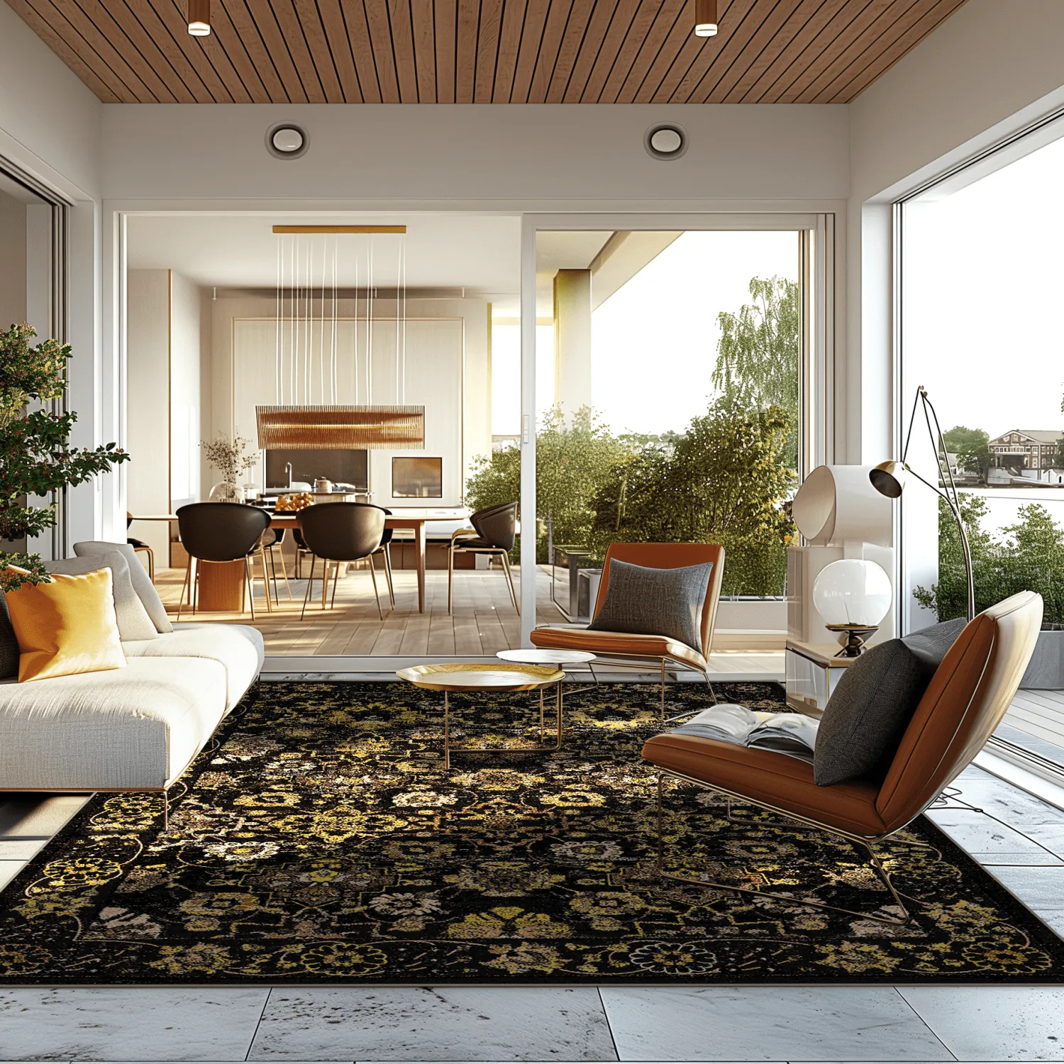 Tappeto Wilton - Fernana (nero/oro)