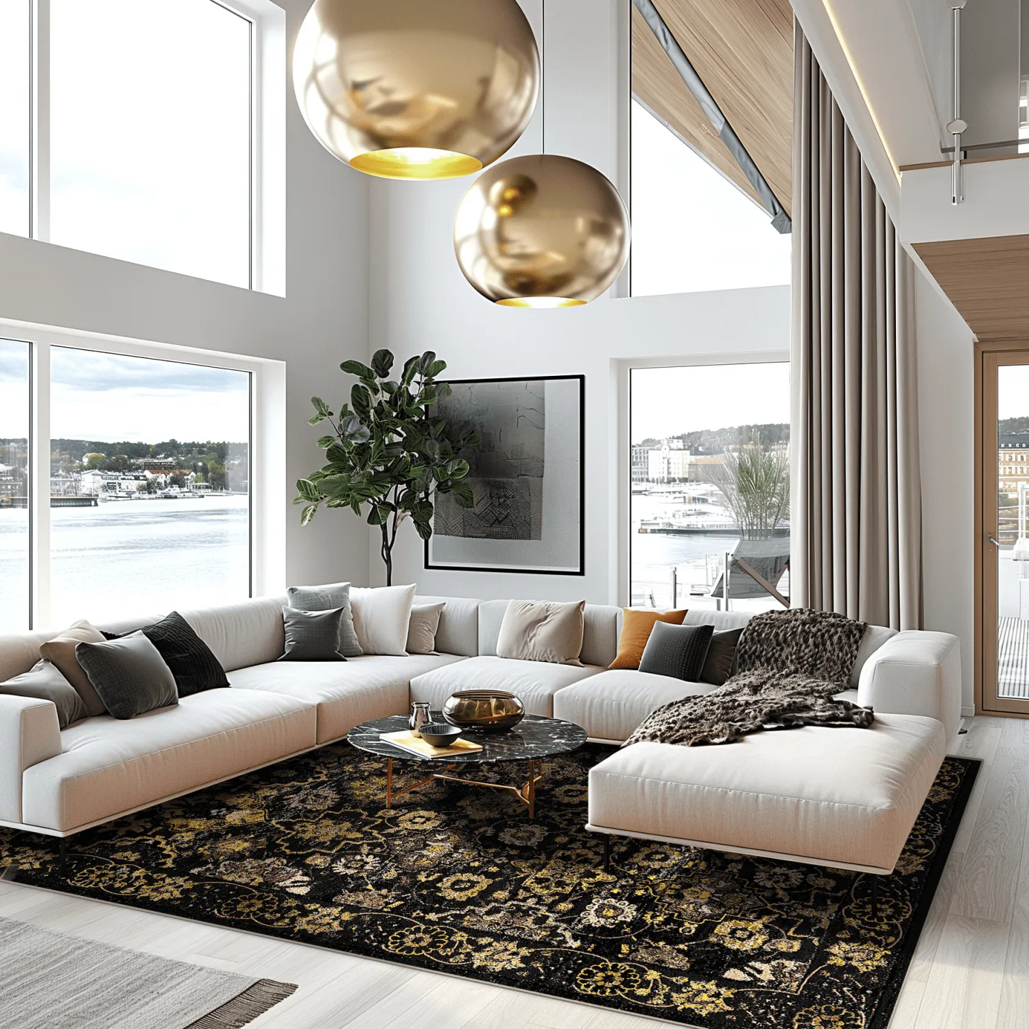 Tappeto Wilton - Fernana (nero/oro)