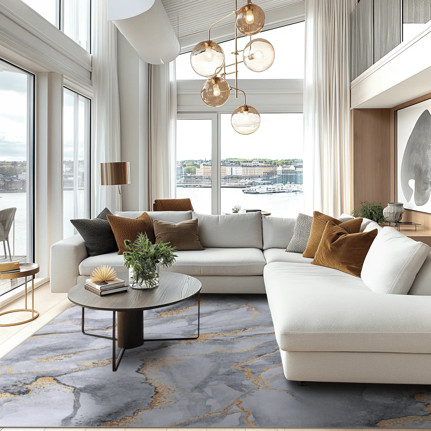 Tappeto Wilton - Genova (grigio/bianco/oro)