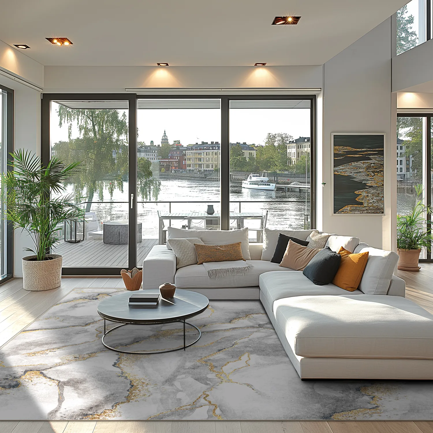 Tappeto Wilton - Genova (grigio/bianco/oro)