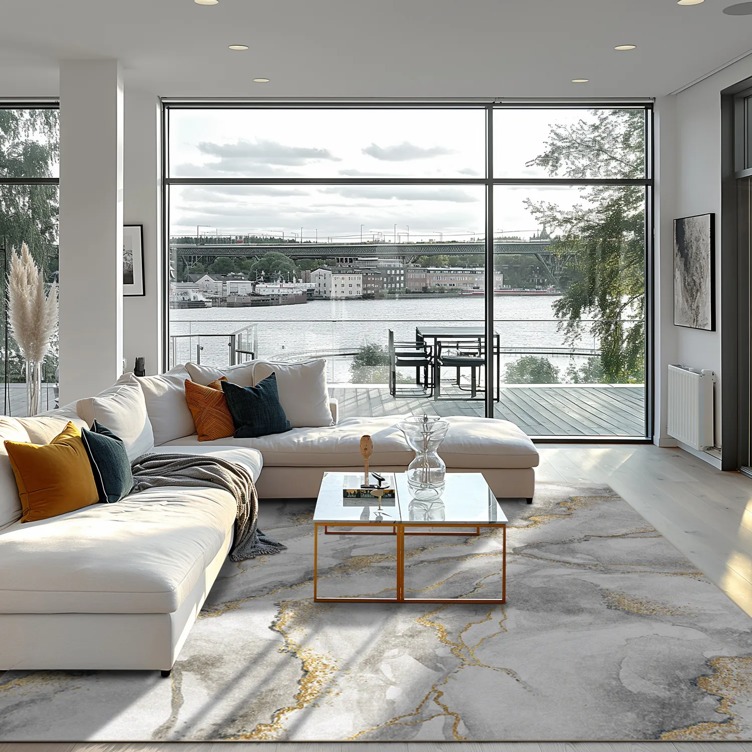 Tappeto Wilton - Genova (grigio/bianco/oro)