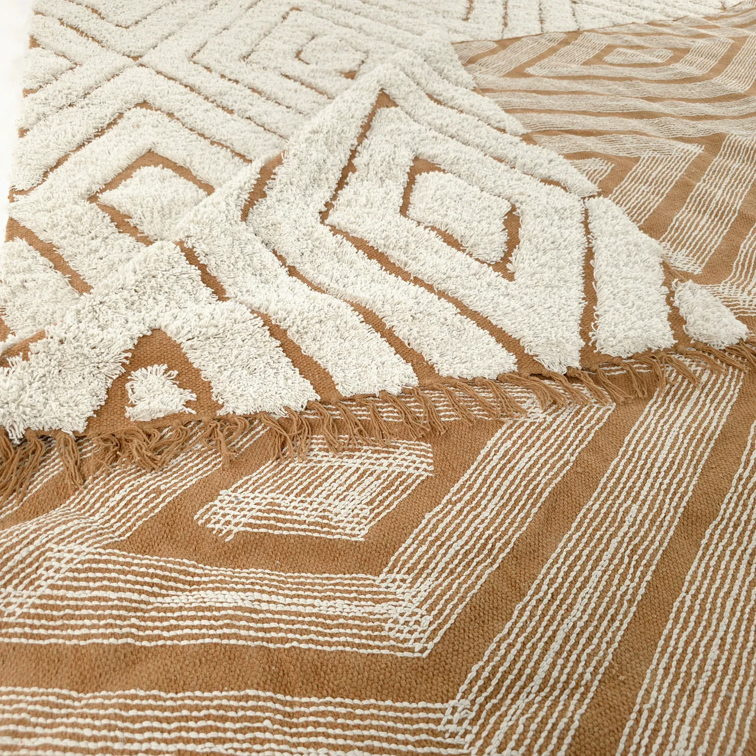 Tappeto A Pelo Lungo - Holwell Natural Cotton Shaggy (bianco sporco/marrone)