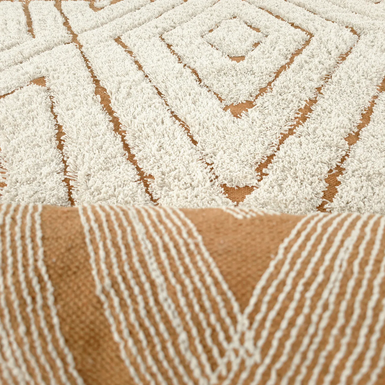 Tappeto A Pelo Lungo - Holwell Natural Cotton Shaggy (bianco sporco/marrone)