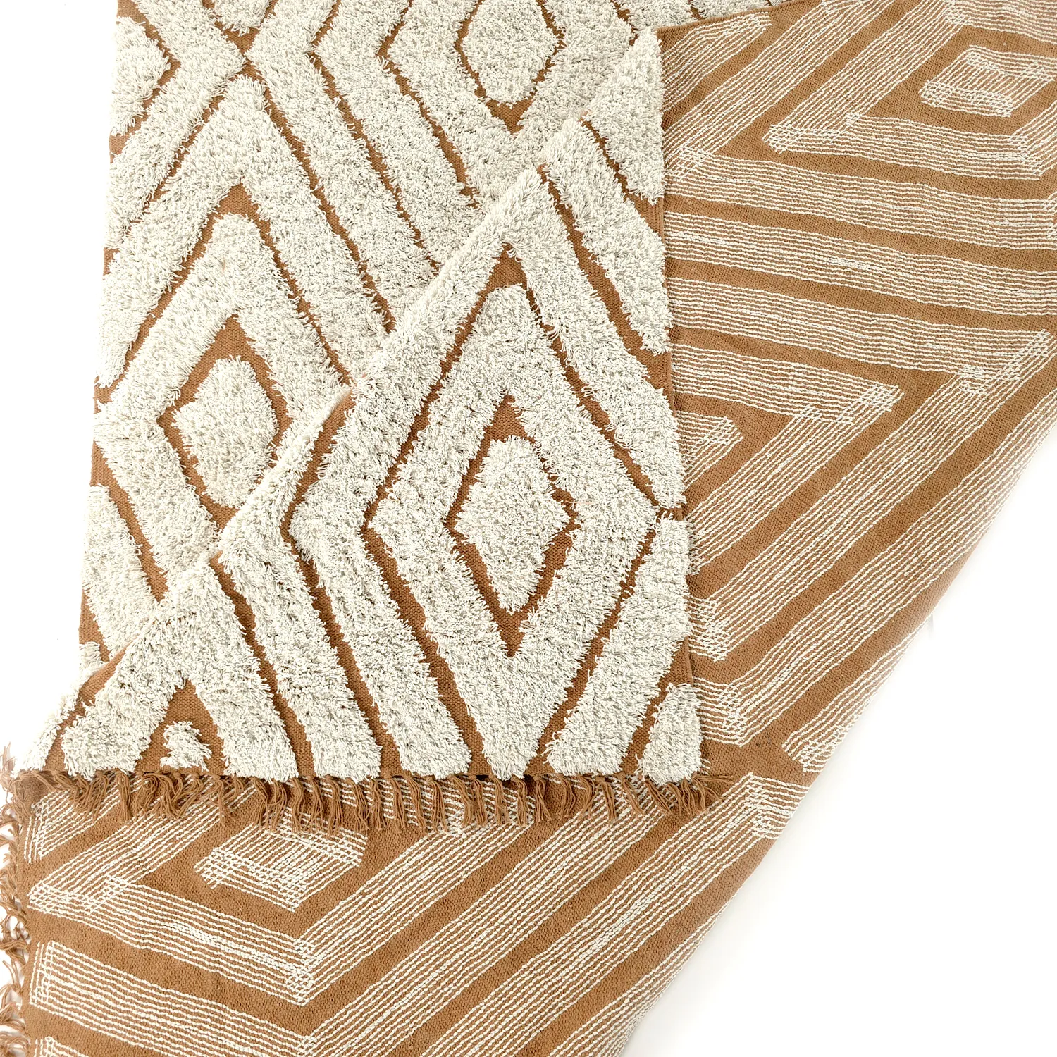 Tappeto A Pelo Lungo - Holwell Natural Cotton Shaggy (bianco sporco/marrone)