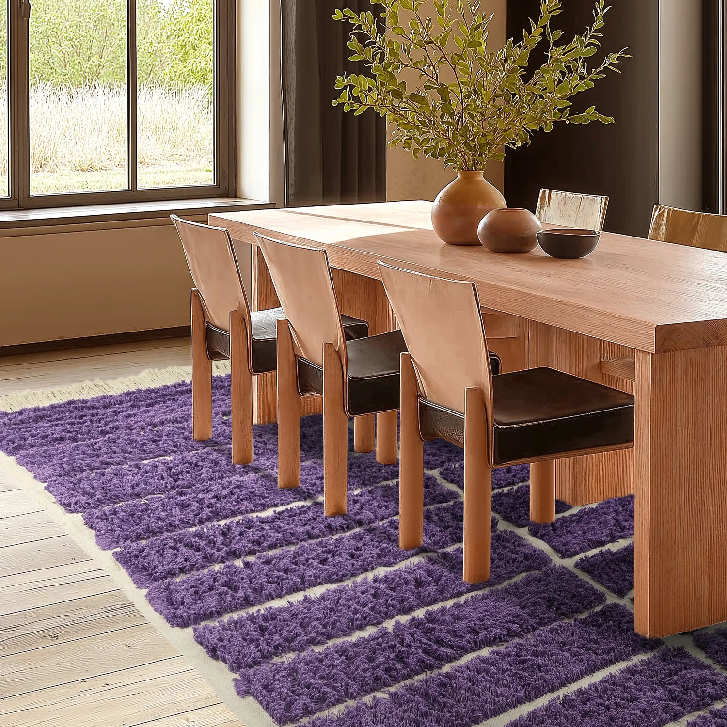 Tappeto A Pelo Lungo - Ikara Natural Cotton Shaggy (viola)