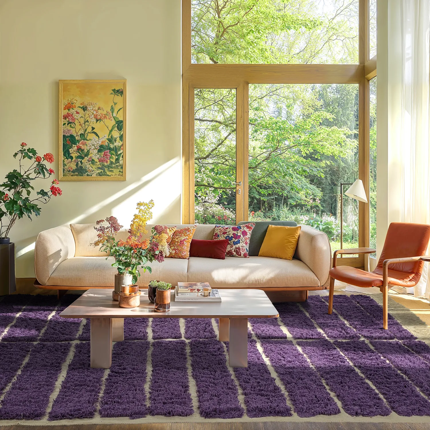 Tappeto A Pelo Lungo - Ikara Natural Cotton Shaggy (viola)
