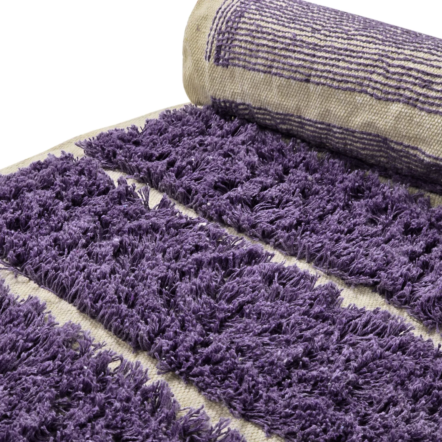 Tappeto A Pelo Lungo - Ikara Natural Cotton Shaggy (viola)