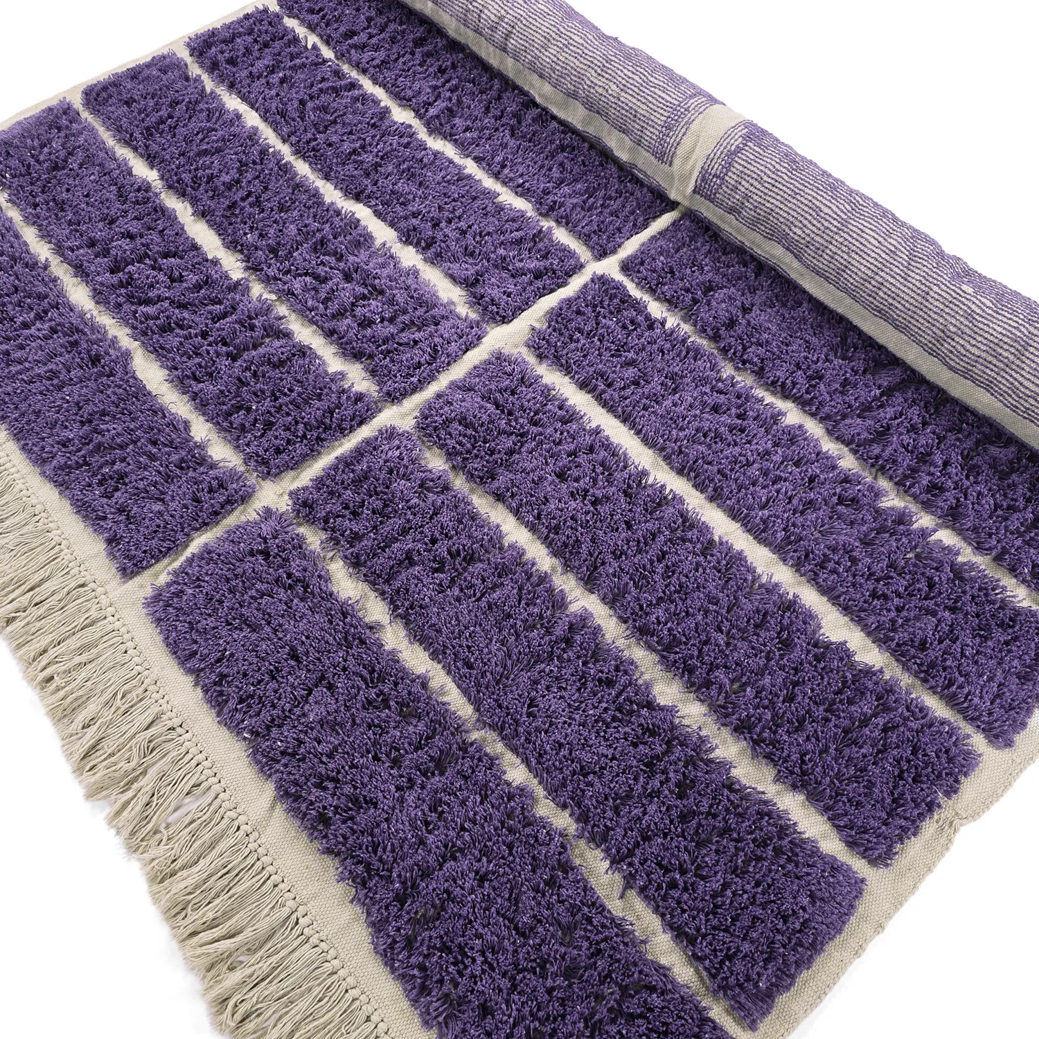 Tappeto A Pelo Lungo - Ikara Natural Cotton Shaggy (viola)