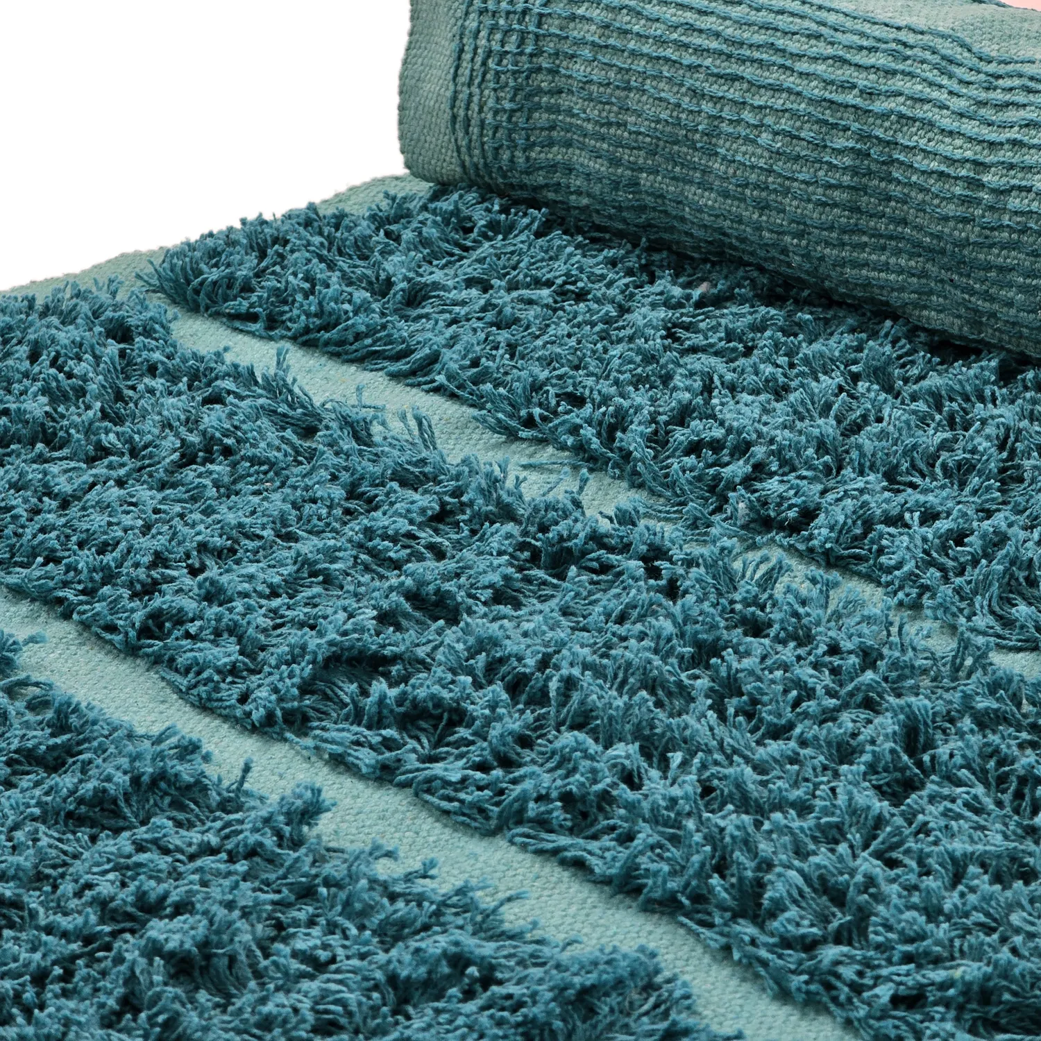 Tappeto A Pelo Lungo - Ikara Natural Cotton Shaggy (turchese)