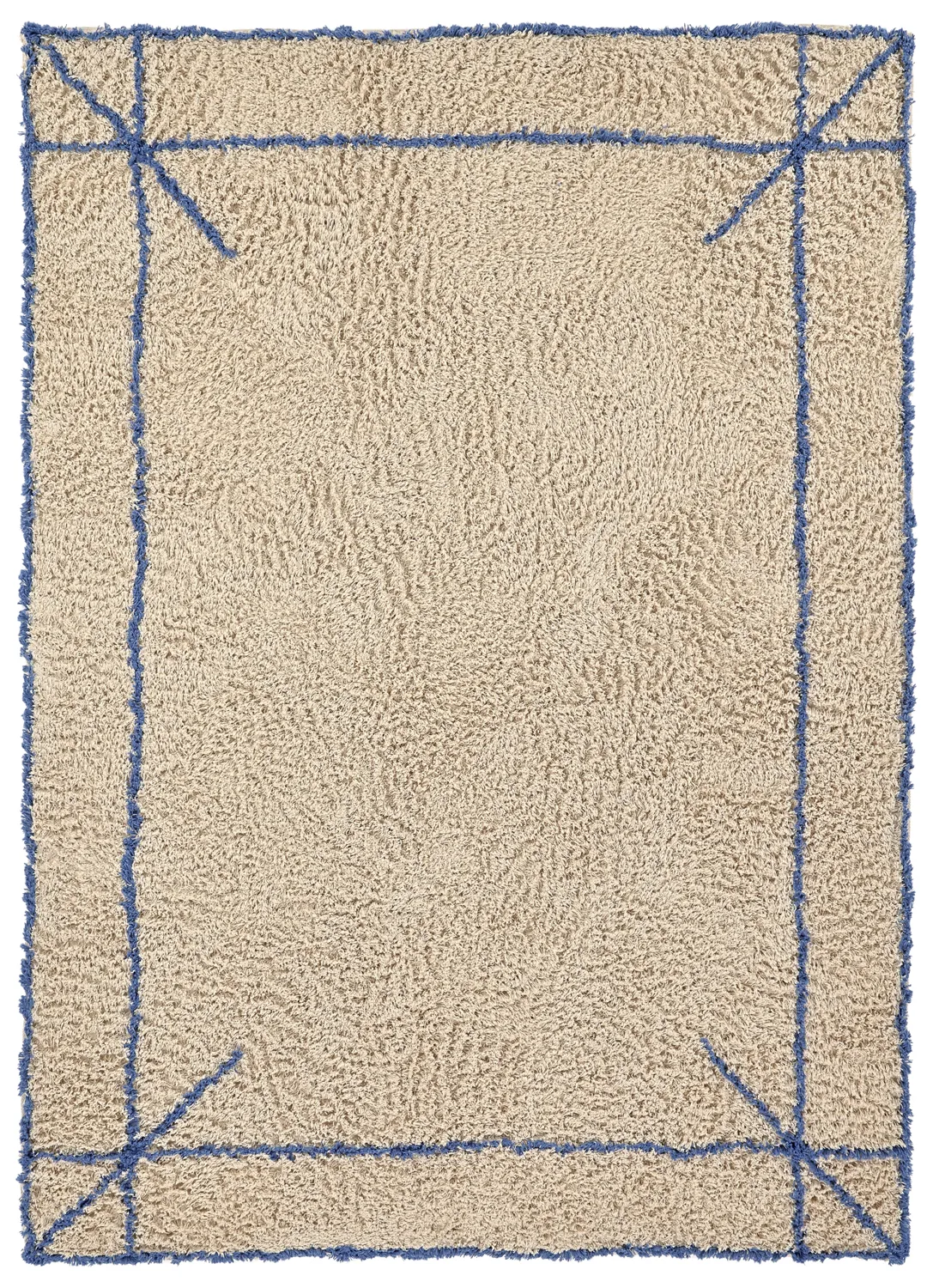 Tappeto A Pelo Lungo - Kairi Natural Cotton Shaggy (beige/blu)