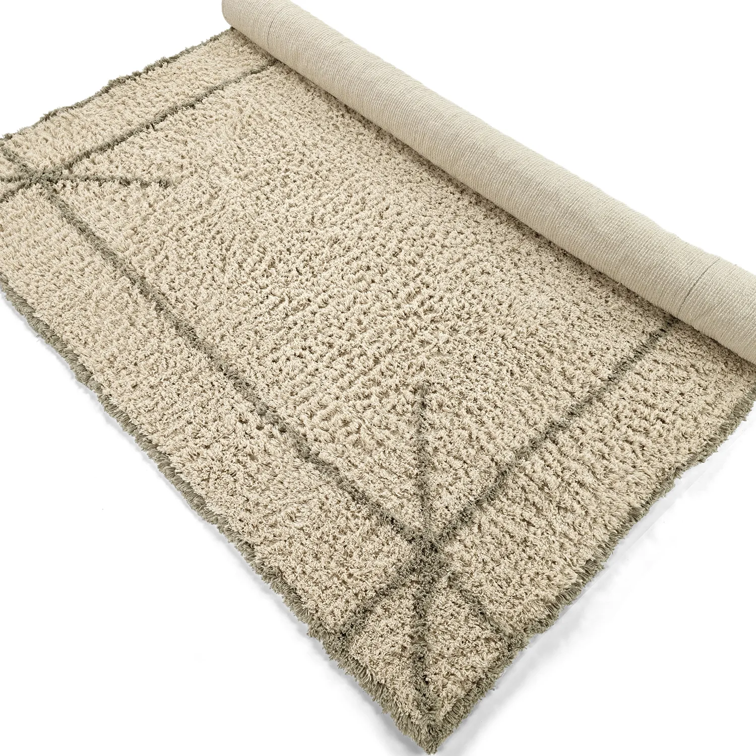 Tappeto A Pelo Lungo - Kairi Natural Cotton Shaggy (beige/tortora)