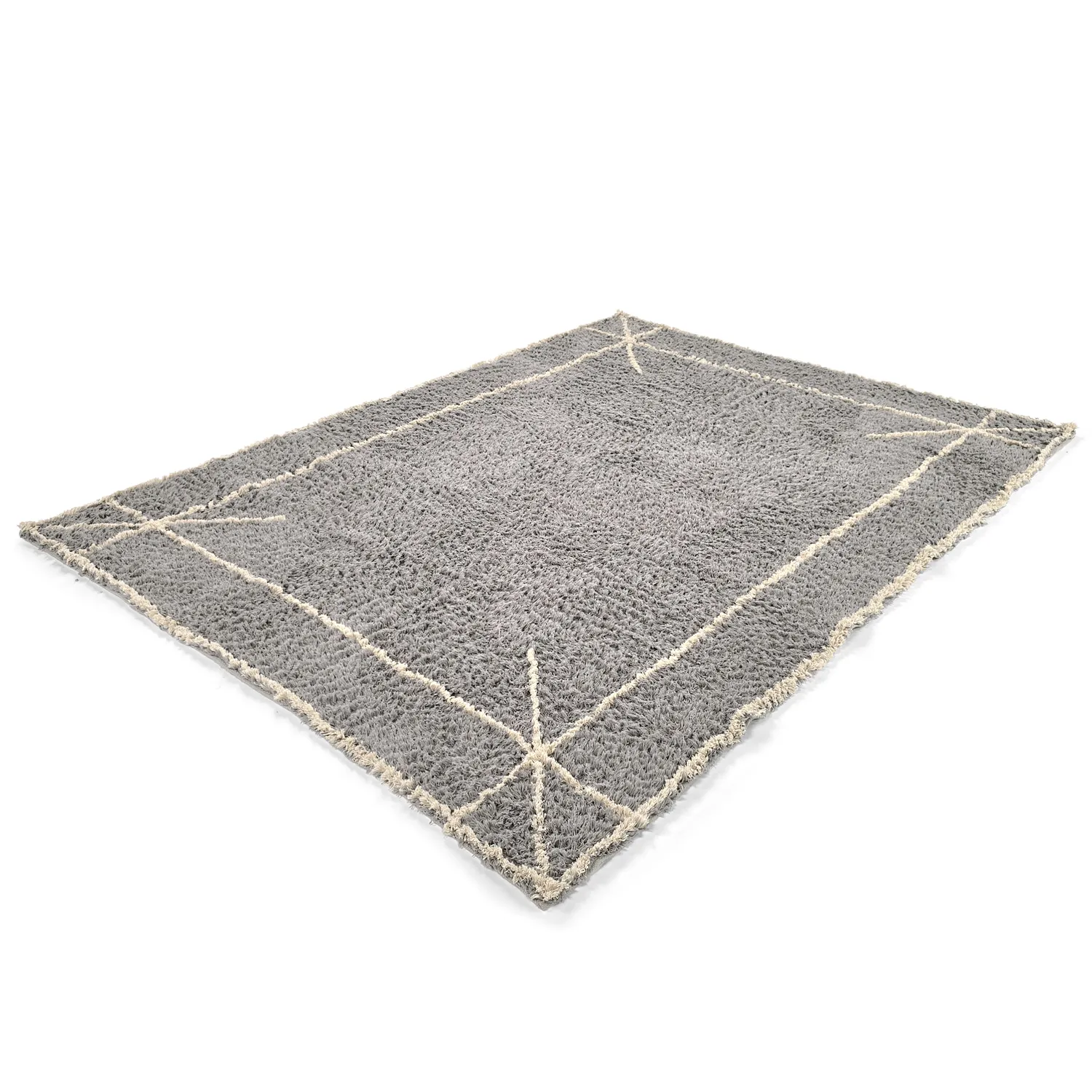 Tappeto A Pelo Lungo - Kairi Natural Cotton Shaggy (grigio/beige)