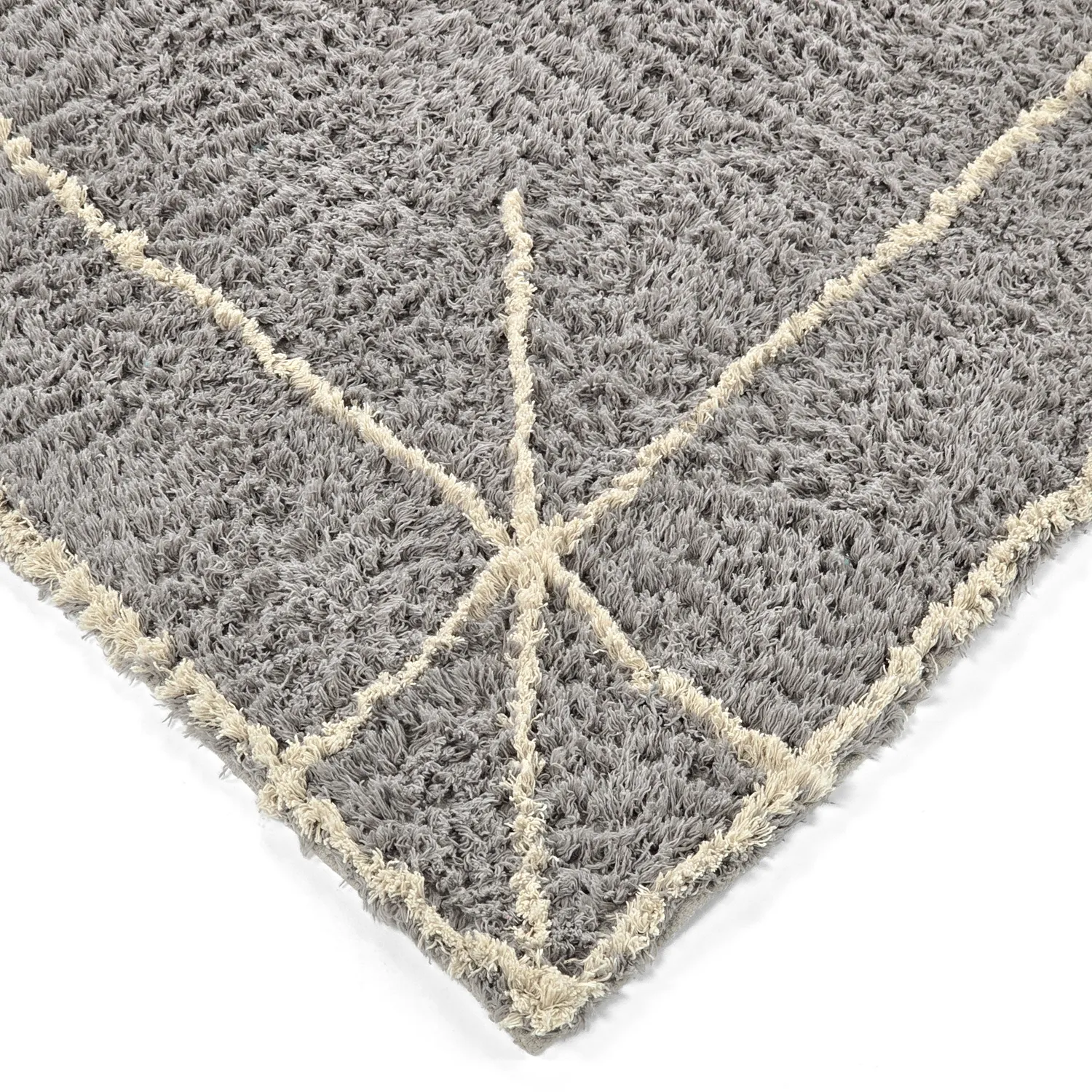 Tappeto A Pelo Lungo - Kairi Natural Cotton Shaggy (grigio/beige)