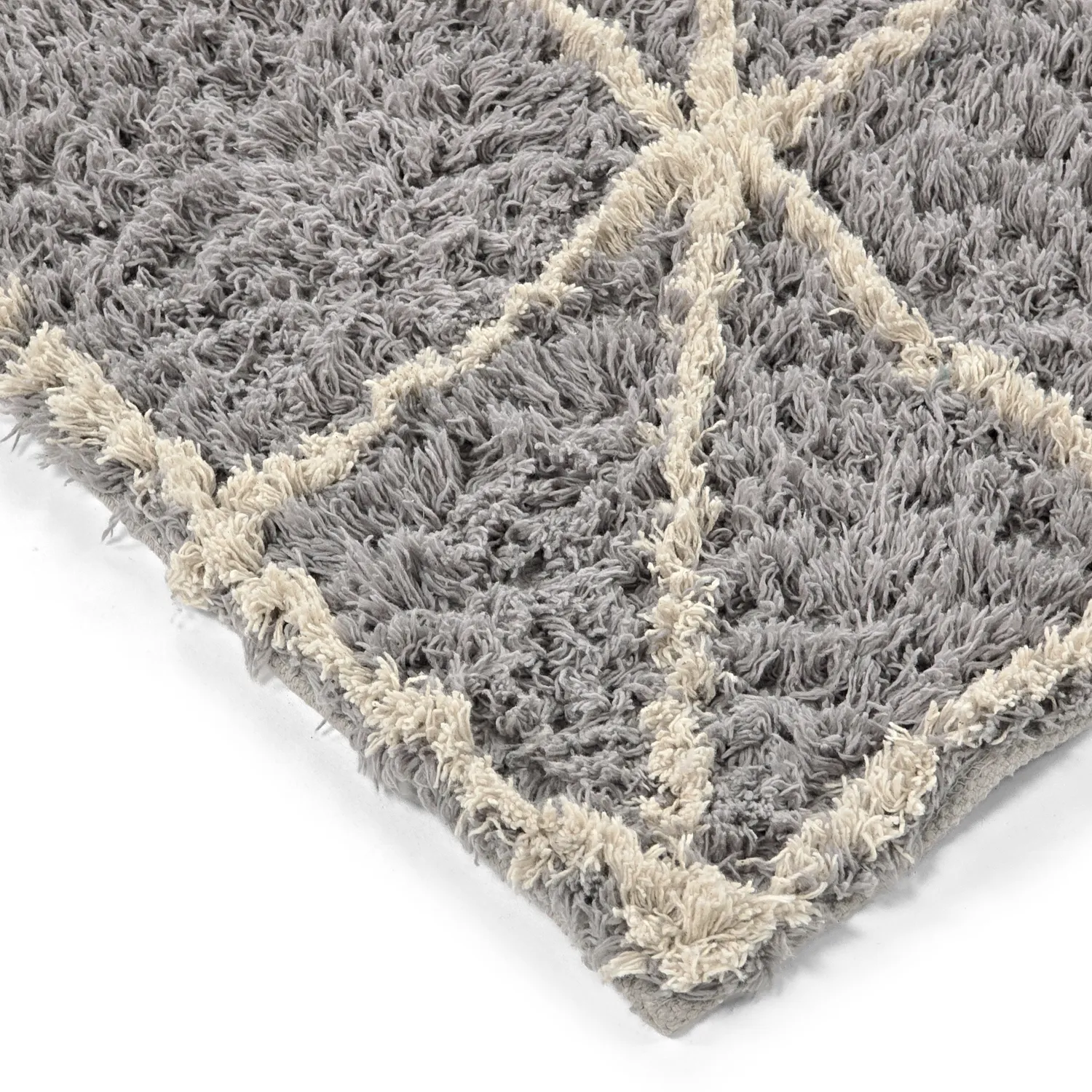 Tappeto A Pelo Lungo - Kairi Natural Cotton Shaggy (grigio/beige)