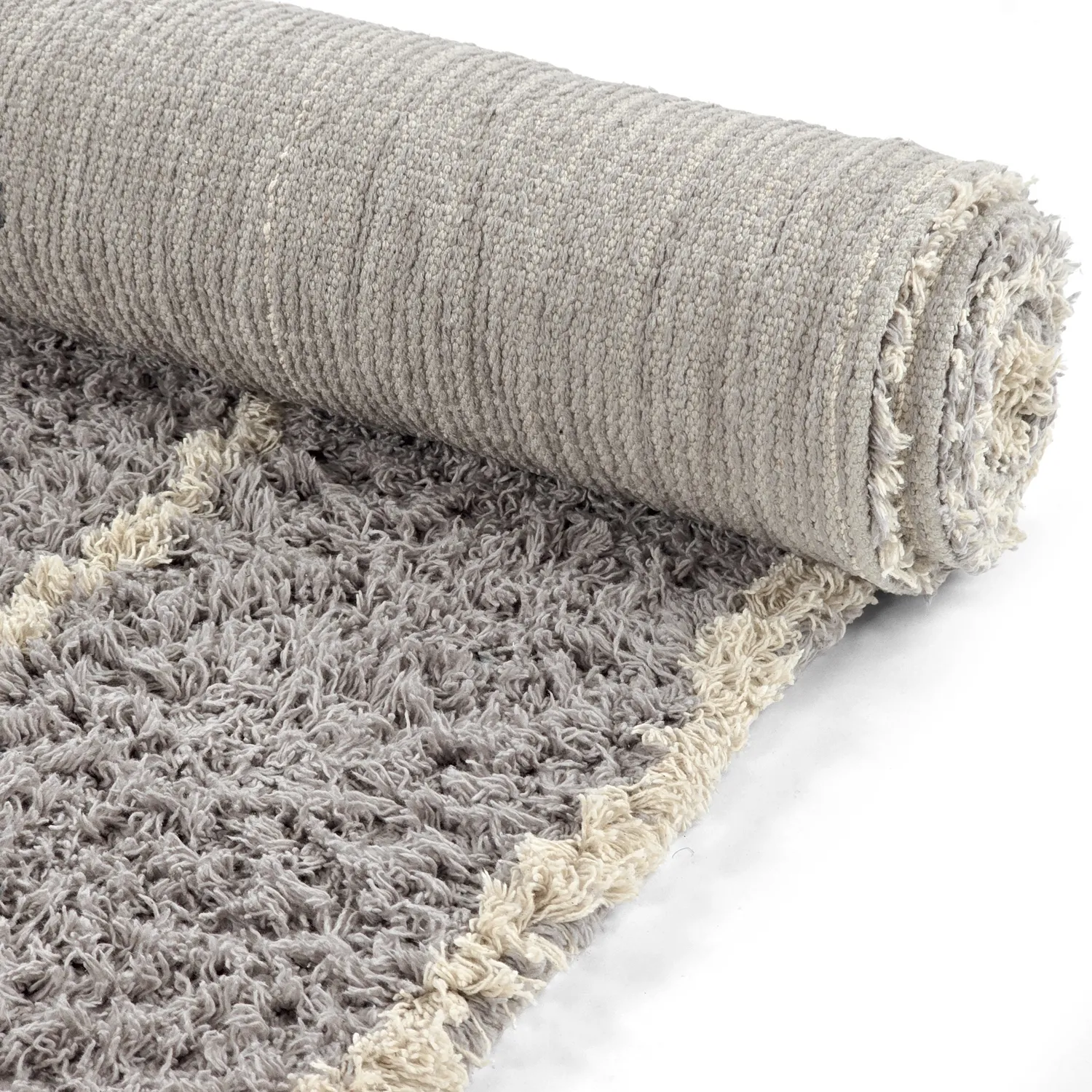 Tappeto A Pelo Lungo - Kairi Natural Cotton Shaggy (grigio/beige)