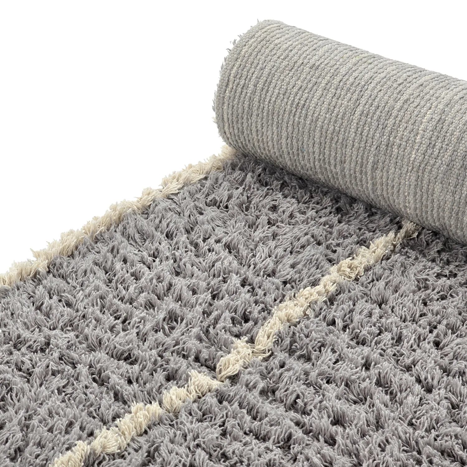 Tappeto A Pelo Lungo - Kairi Natural Cotton Shaggy (grigio/beige)