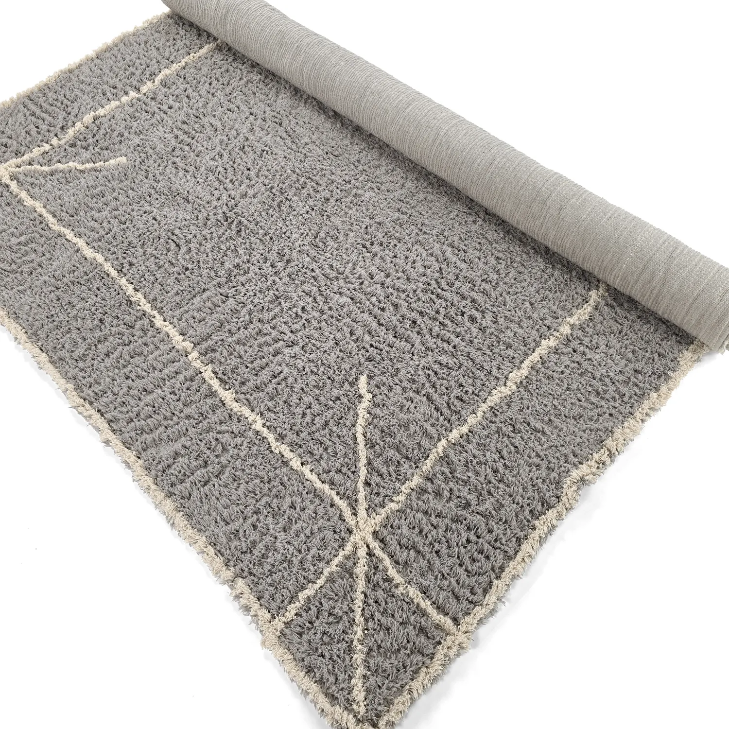 Tappeto A Pelo Lungo - Kairi Natural Cotton Shaggy (grigio/beige)