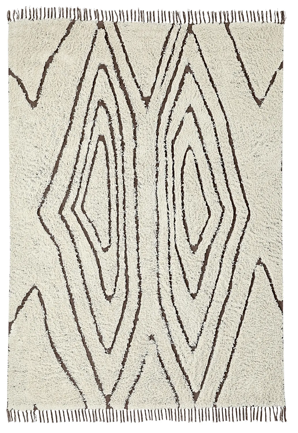 Tappeto A Pelo Lungo - Kindon Natural Cotton Shaggy (bianco sporco/marrone)