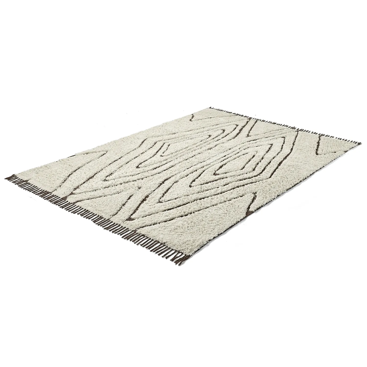 Tappeto A Pelo Lungo - Kindon Natural Cotton Shaggy (bianco sporco/marrone)