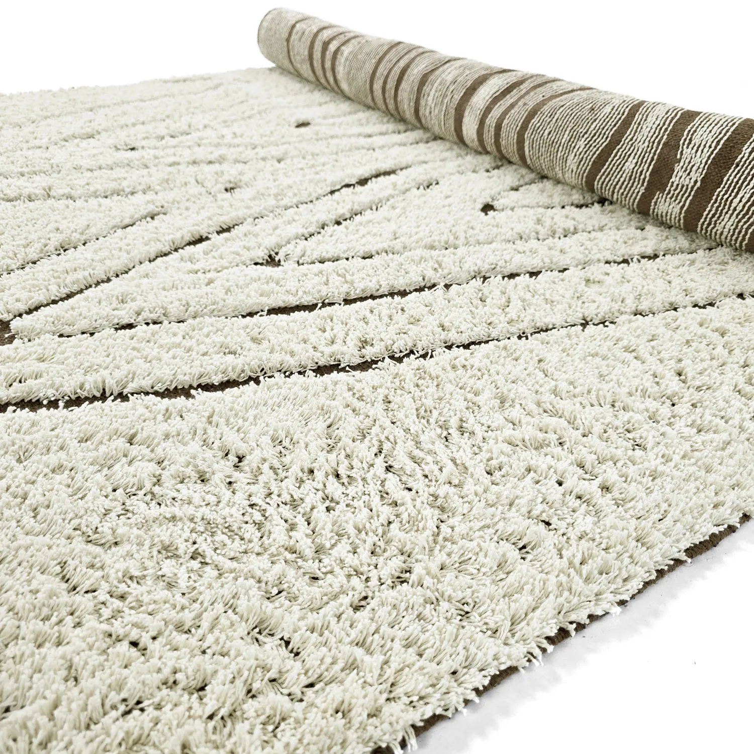 Tappeto A Pelo Lungo - Kindon Natural Cotton Shaggy (bianco sporco/marrone)