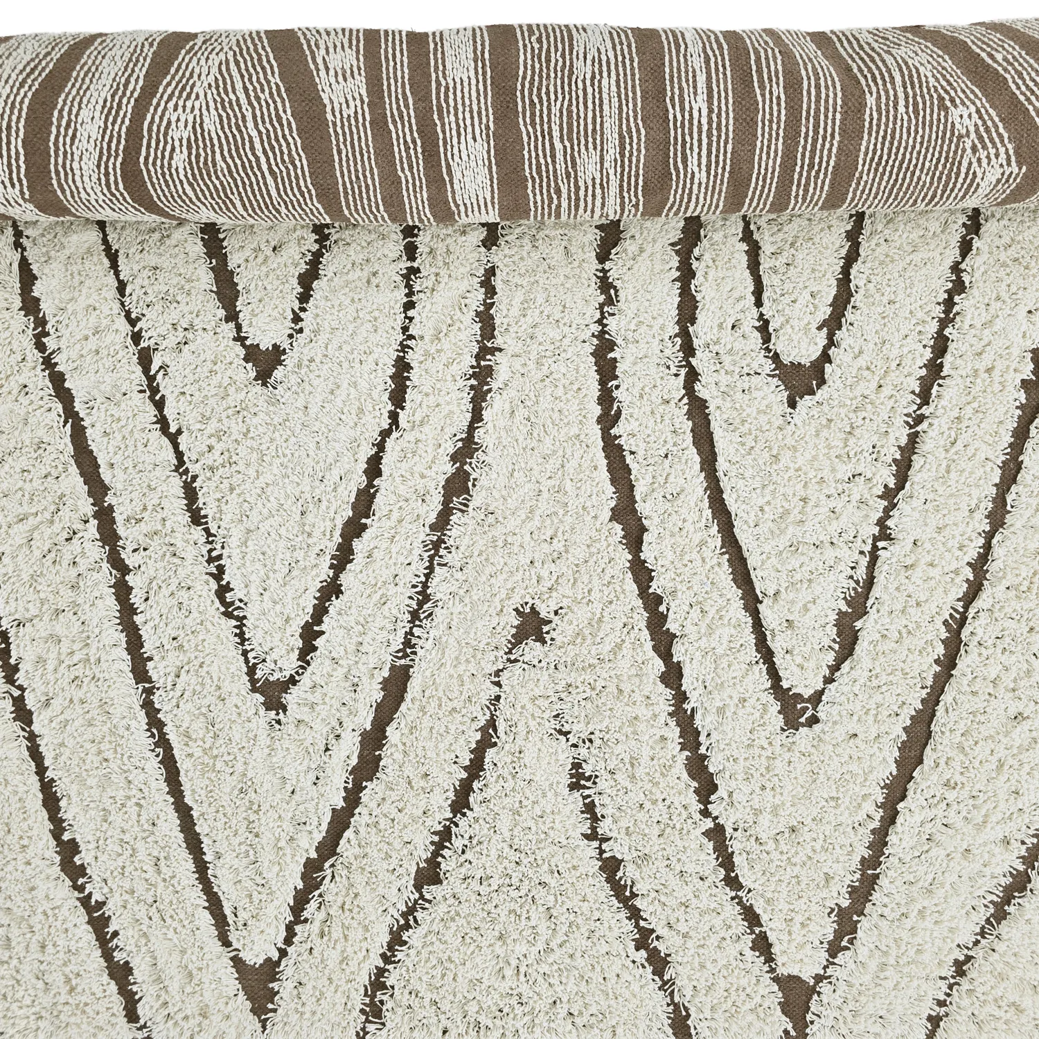 Tappeto A Pelo Lungo - Kindon Natural Cotton Shaggy (bianco sporco/marrone)