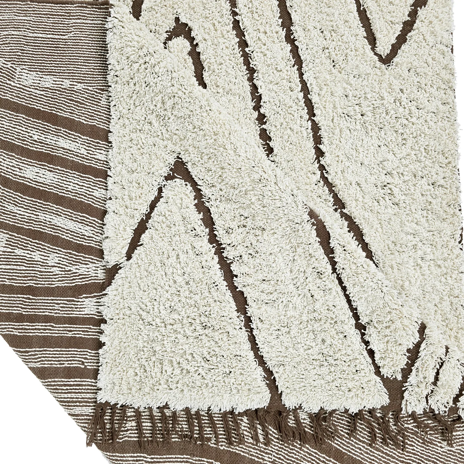 Tappeto A Pelo Lungo - Kindon Natural Cotton Shaggy (bianco sporco/marrone)