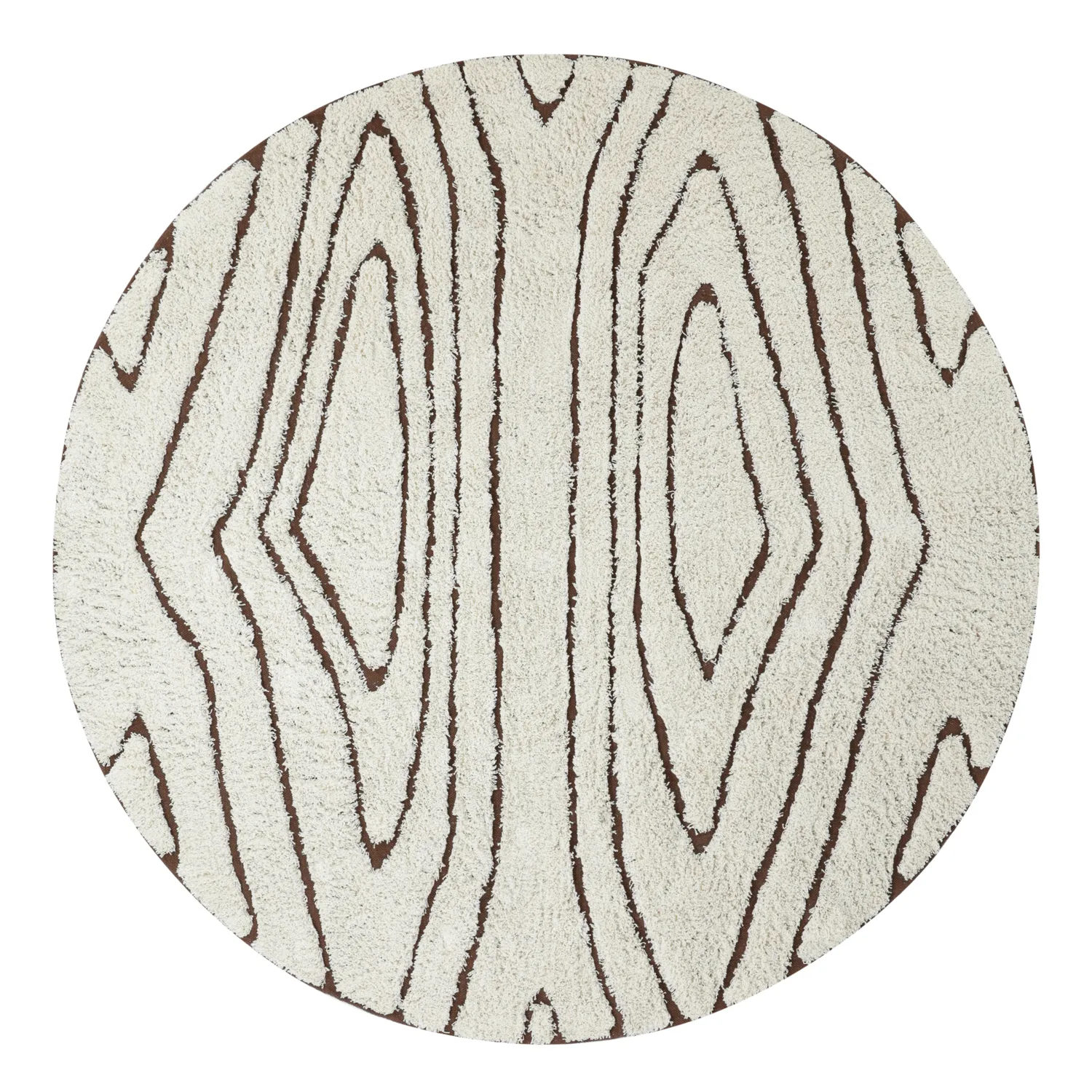 Tappeti rotondi - Kindon Natural Cotton Shaggy (bianco sporco/marrone)