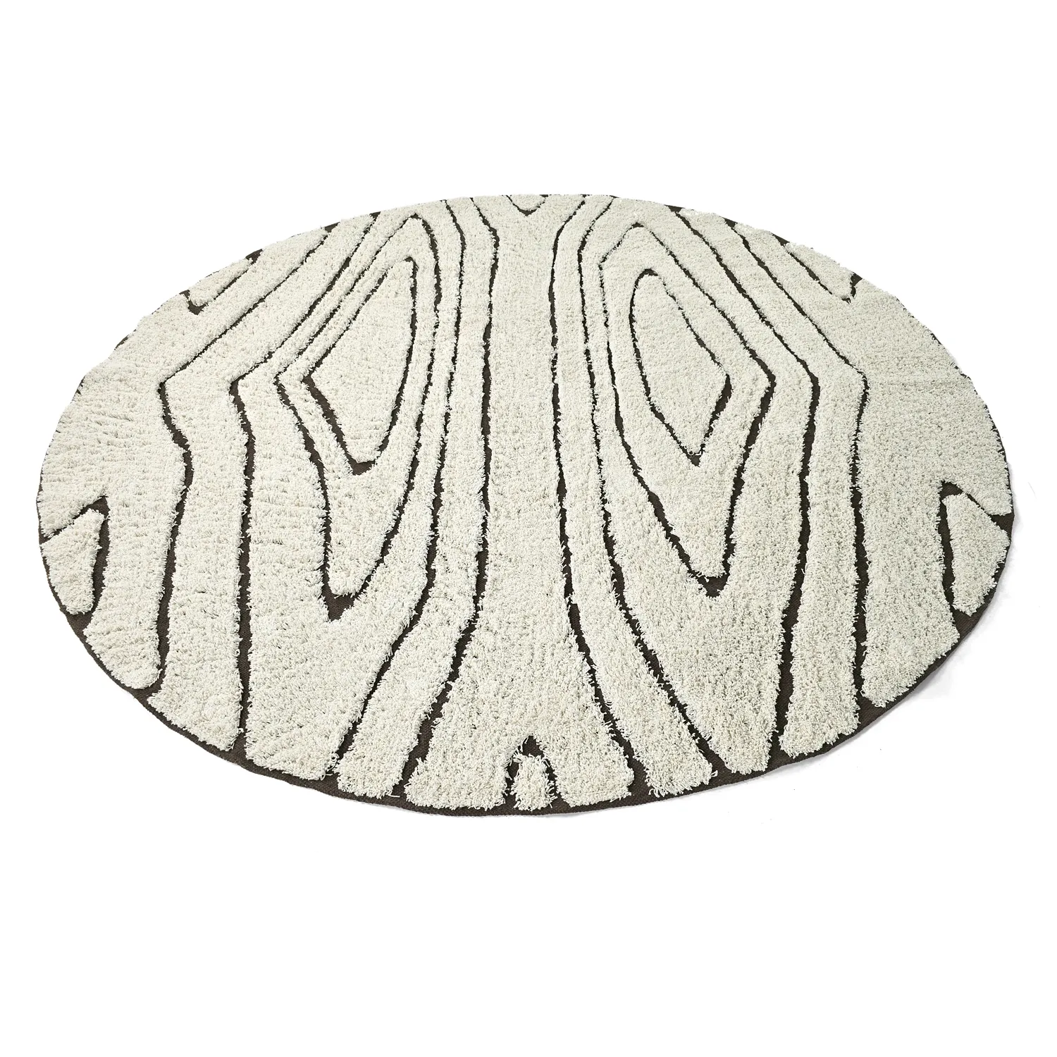 Tappeti rotondi - Kindon Natural Cotton Shaggy (bianco sporco/marrone)