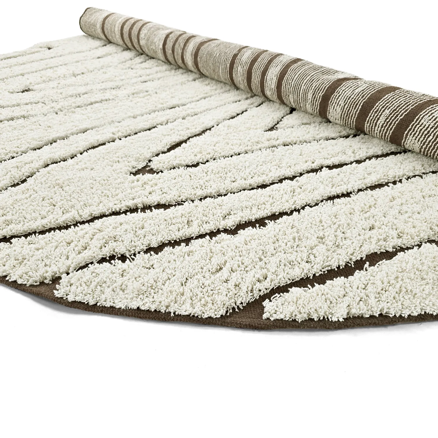 Tappeti rotondi - Kindon Natural Cotton Shaggy (bianco sporco/marrone)