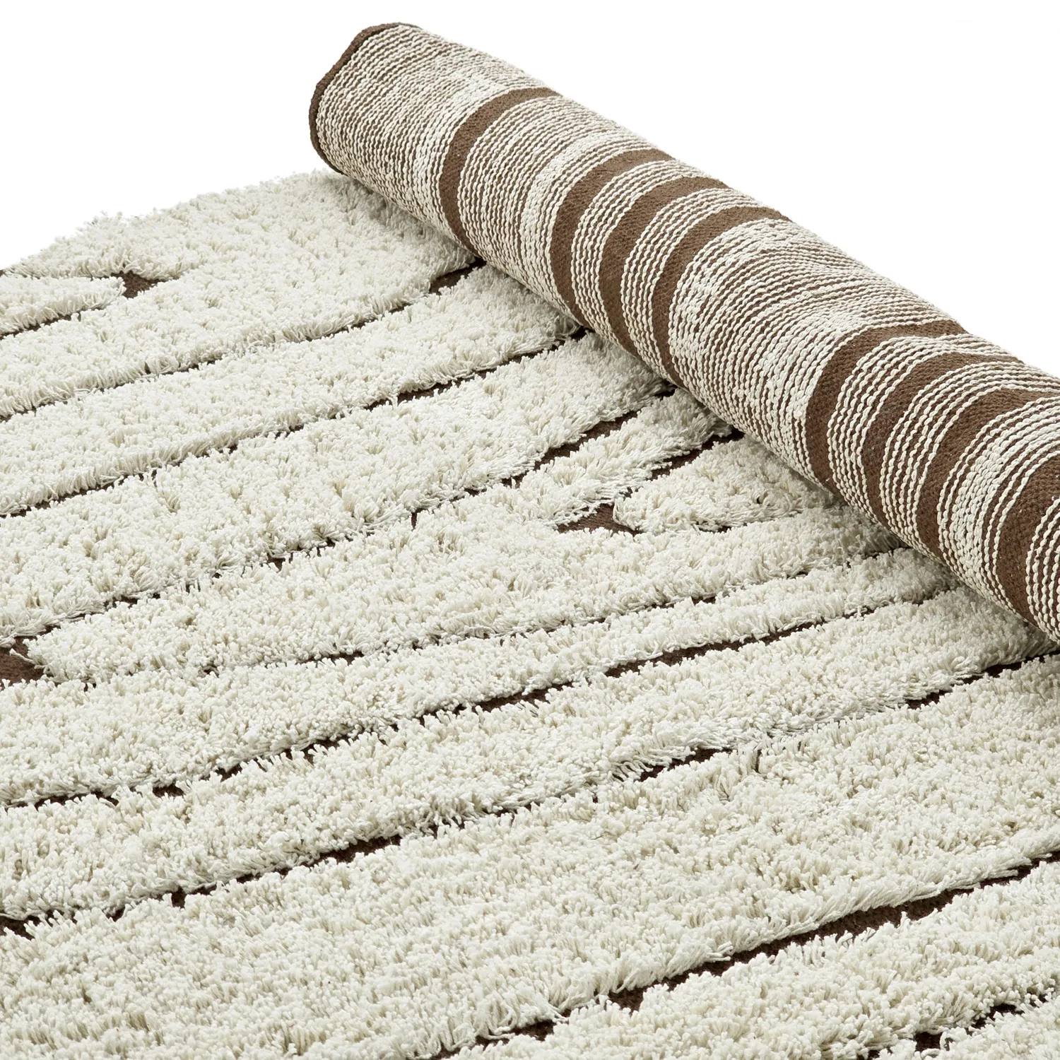 Tappeti rotondi - Kindon Natural Cotton Shaggy (bianco sporco/marrone)