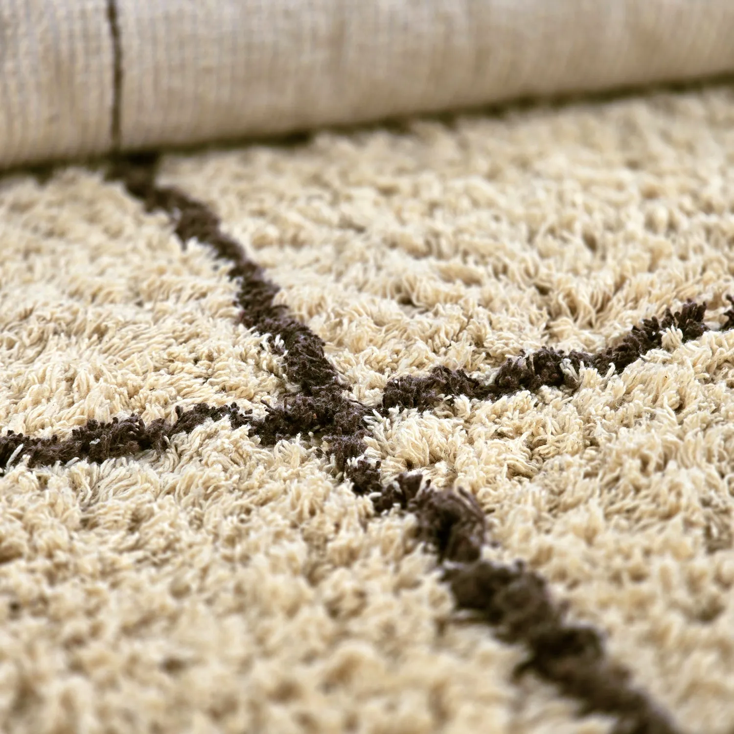 Tappeto A Pelo Lungo - Lana Natural Cotton Shaggy (beige/marrone)
