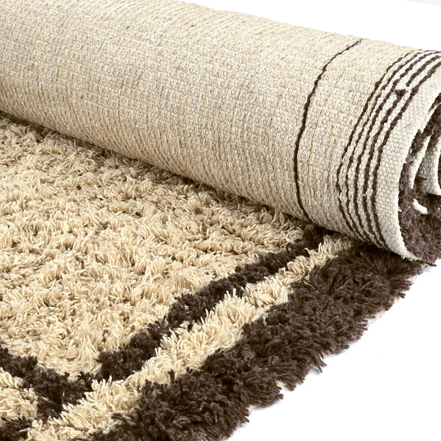 Tappeto A Pelo Lungo - Lana Natural Cotton Shaggy (beige/marrone)