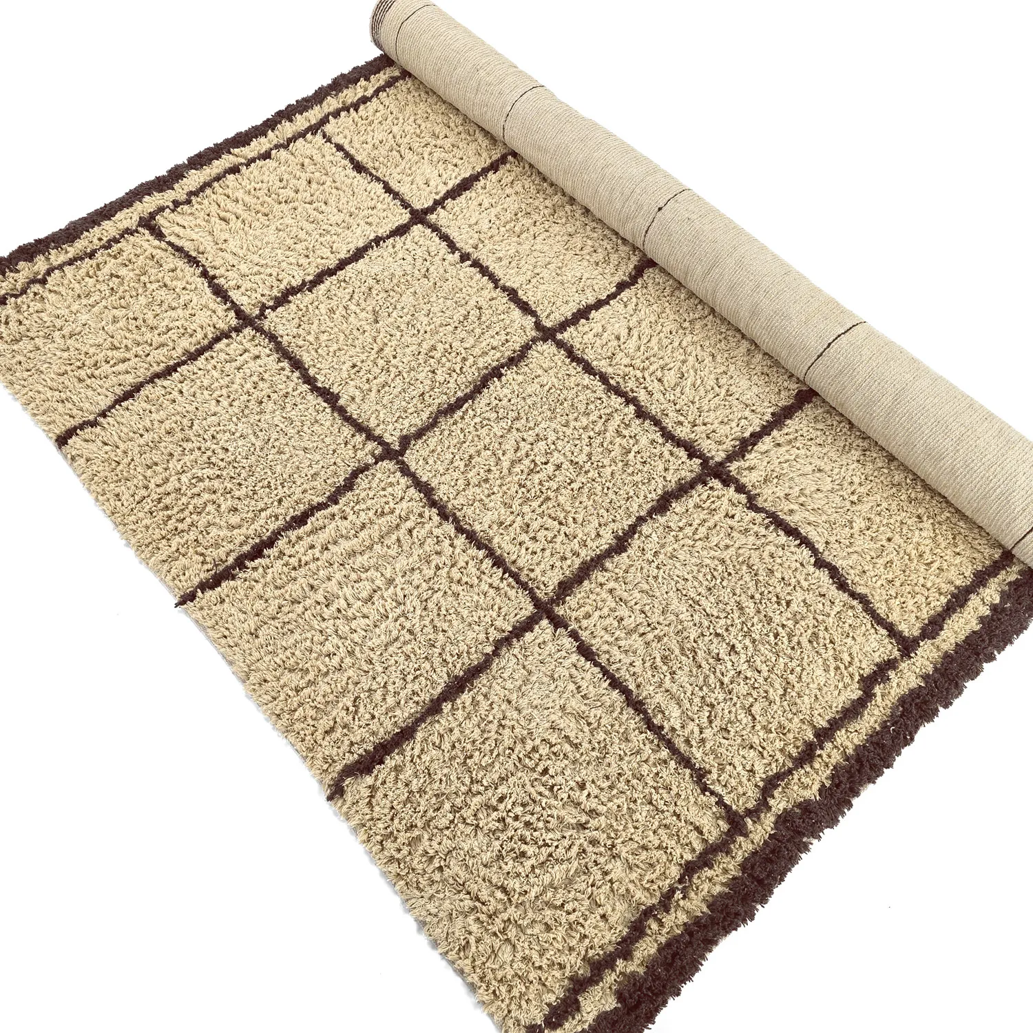 Tappeto A Pelo Lungo - Lana Natural Cotton Shaggy (beige/marrone)