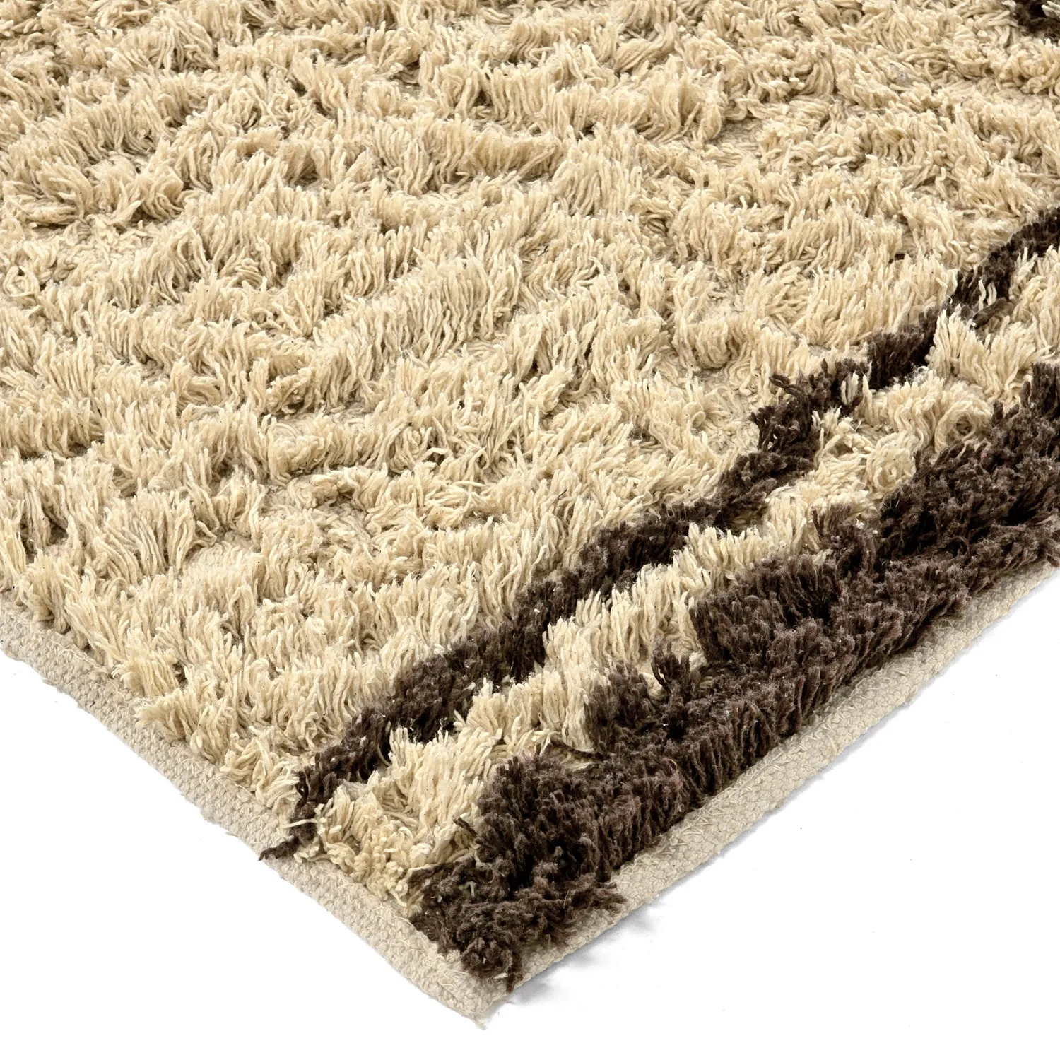 Tappeto A Pelo Lungo - Lana Natural Cotton Shaggy (beige/marrone)