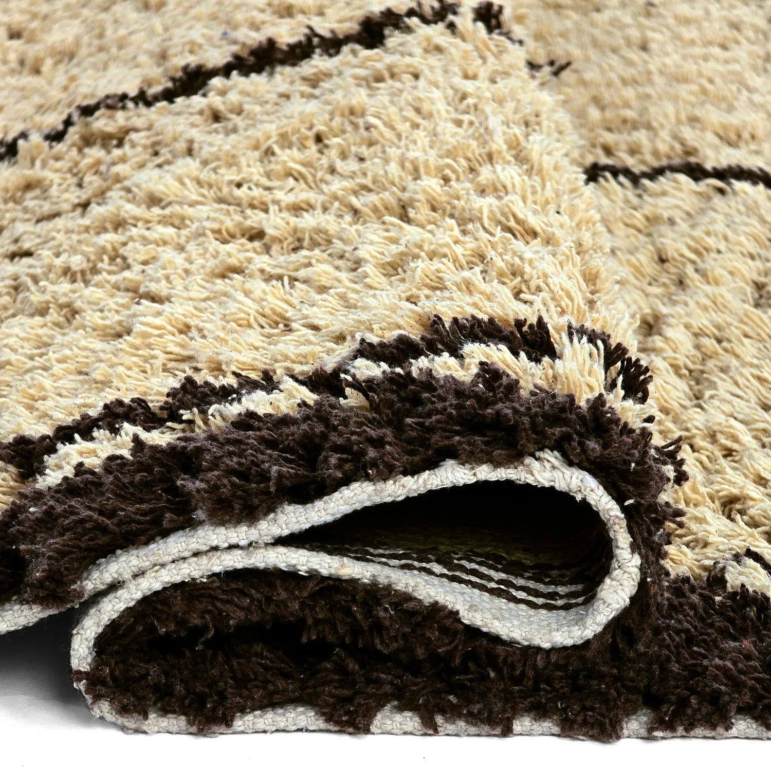 Tappeto A Pelo Lungo - Lana Natural Cotton Shaggy (beige/marrone)
