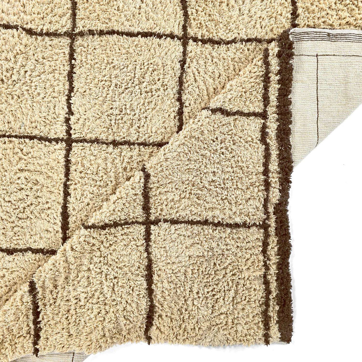 Tappeto A Pelo Lungo - Lana Natural Cotton Shaggy (beige/marrone)