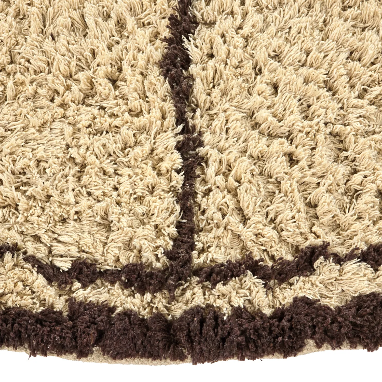 Tappeto rotondo - Lana Natural Cotton Shaggy (beige/marrone)