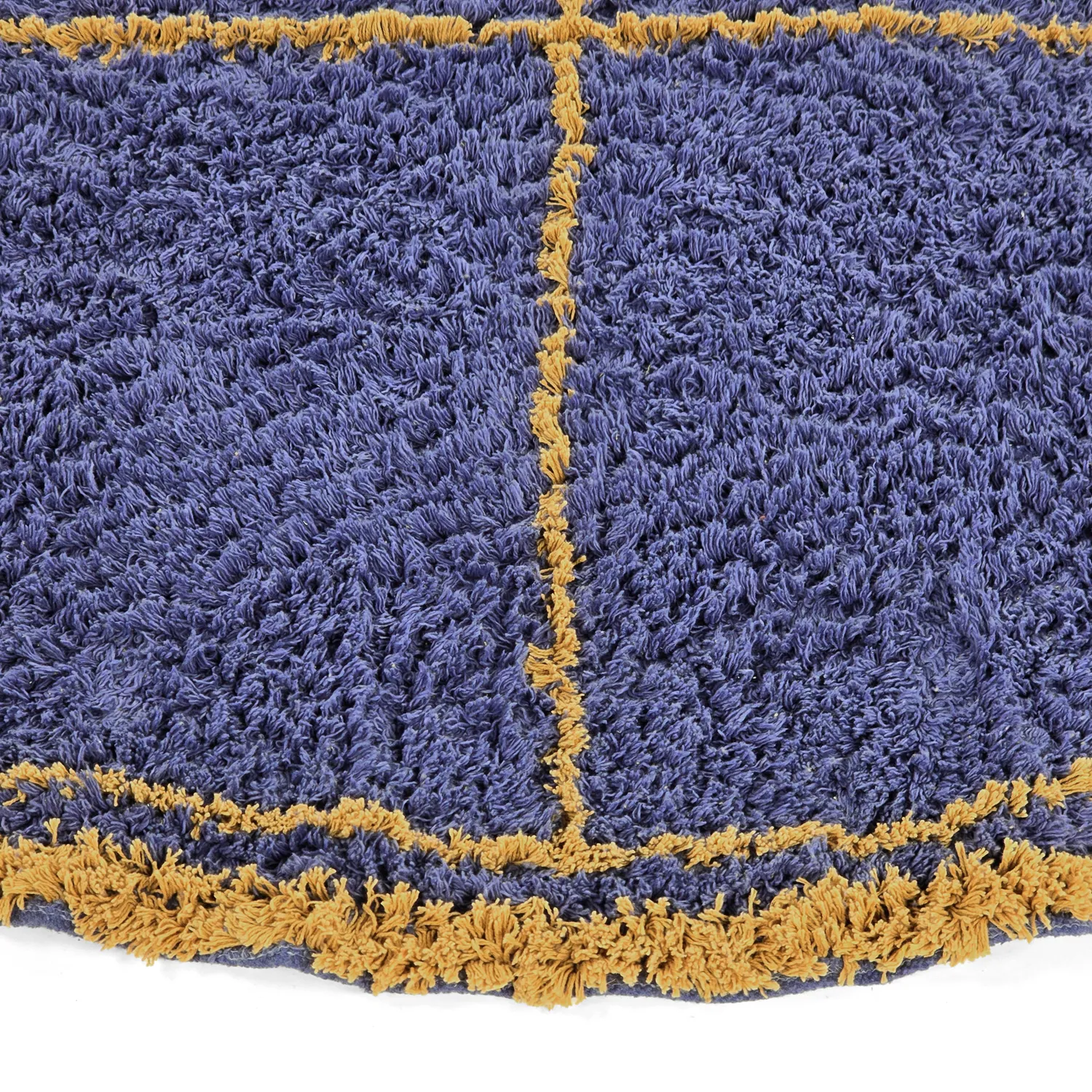 Tappeto rotondo - Lana Natural Cotton Shaggy (blu/giallo)